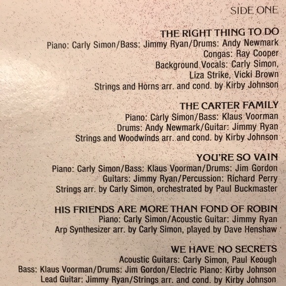 CARLY SIMON NO SECRETS - Picture 8 of 13